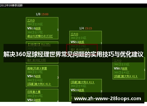 解决360足球经理世界常见问题的实用技巧与优化建议